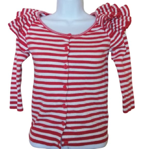 3/4  sleeve Red White Striped   XS - Picture 1 of 2